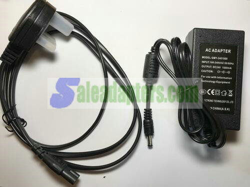 Replacement for 24V 1000mA 24W AC Adaptor HV-T16VC-24100B Power Supply UK Plug Replacement for 24V 1000mA 24W AC Adaptor HV-T16VC-24100B Power Supply UK Plug