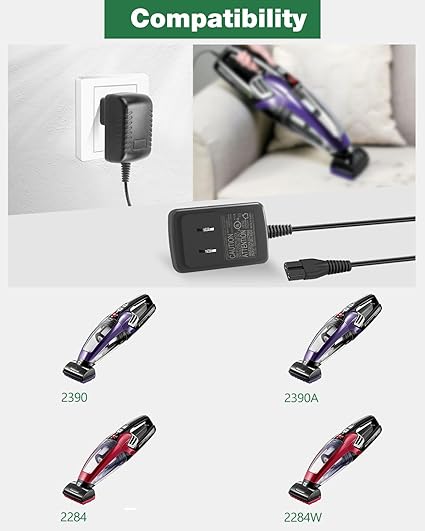 Charger Compatible with Pet Hair Eraser Vacuum 2390 2390A 23903 2284 2284W 14.4V Lit Cor Charger Compatible with Pet Hair Eraser Vacuum 2390 2390A 23903 2284 2284W 14.4V Lit Cor