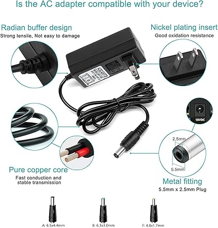 Massage Gun AC DC Power Supply Adapter 18V 2A Universal Compatible with Naipo, Sharper I Massage Gun AC DC Power Supply Adapter 18V 2A Universal Compatible with Naipo, Sharper I